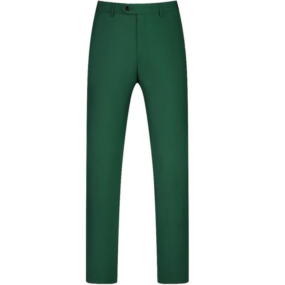 Men's Slim Fit Solid Stretch Flat Front Work Business Trousers Green 32
